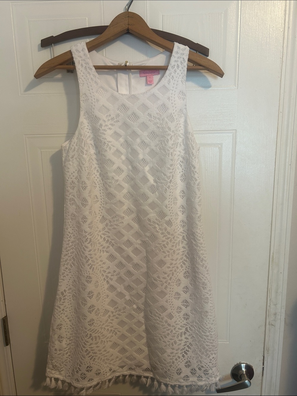 Lilly Pulitzer White Lace Tassel Hem Dress